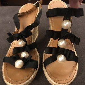 Kate Spade bows n pearls wedge sandals
